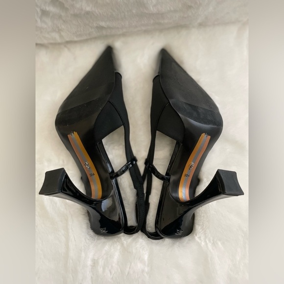 Sam Edelman Odette Cap Toe Slingback Pump Size 10.5 Black Pointed - Picture 8 of 11